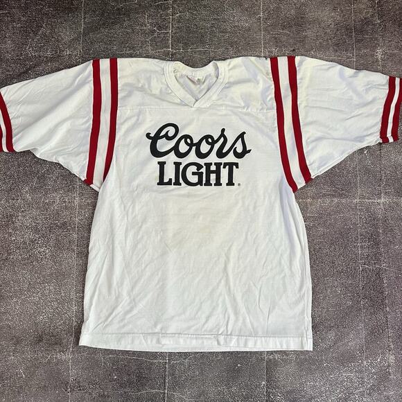 Men's Vintage 80's Coors Light White Red Black Script T Shirt Jersey Tee Sz XL - Picture 1 of 4